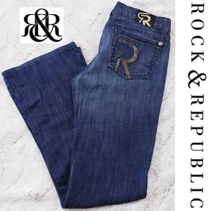 Rock Republic Boot Cut Jeweled Dark Wash Womens Jeans Size 27